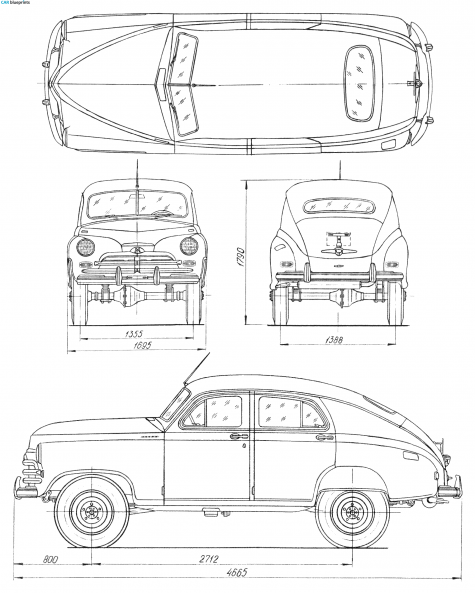 1955 GAZ M72 Pobeda 4x4 Sedan blueprint