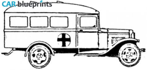 1942 GAZ MM Ambulance Bus blueprint