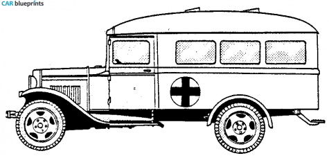 1938 GAZ 55 (MM) Ambulance Van blueprint