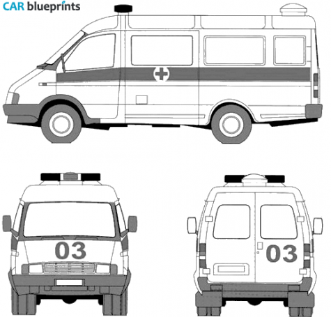 1996 GAZ 3221 Ambulance Bus blueprint