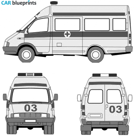 1996 GAZ 3221 Ambulance Bus blueprint