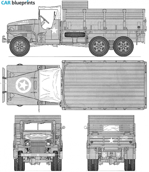 1941 GMC CCKW-353 2.5 ton 6x6 Truck blueprint