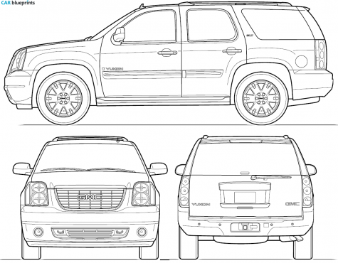 2009 GMC Yukon SUV blueprint