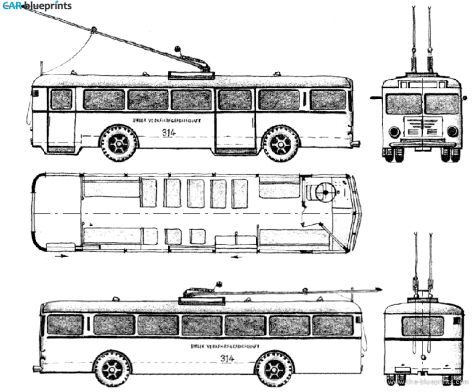 1948 Henschel Werke Obus Kiel Bus blueprint