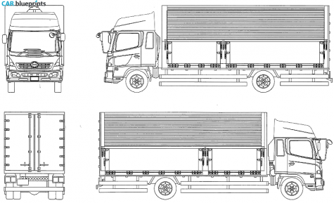 2001 Hino Ranger Pro High Roof Truck blueprint