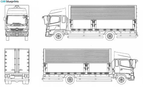 2001 Hino Ranger Pro Wing High Roof Truck blueprint