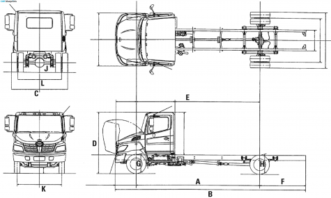 2009 Hino 165 Truck blueprint