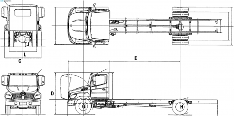 2009 Hino 258LP Truck blueprint