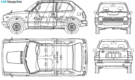 1972 Honda Civic Hatchback blueprint