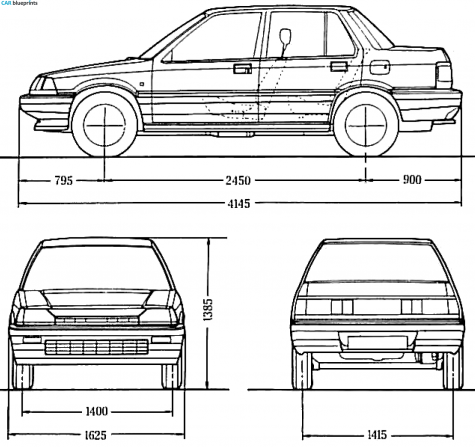 1985 Honda Civic III 4-door Sedan blueprint