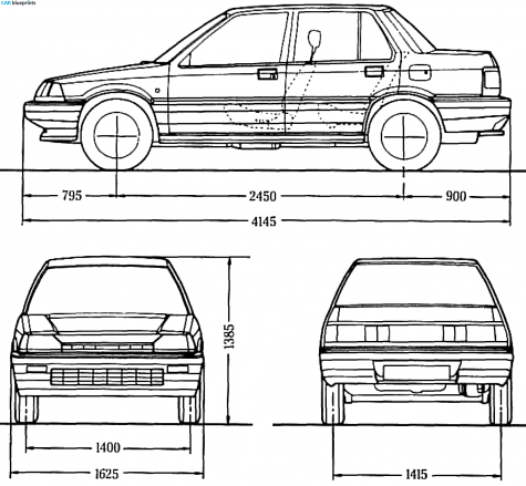 1987 Honda Civic III 4-door Sedan blueprint