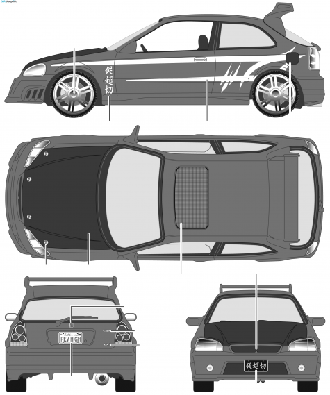 1996 Honda Civic VI EJ6 Hatchback blueprint