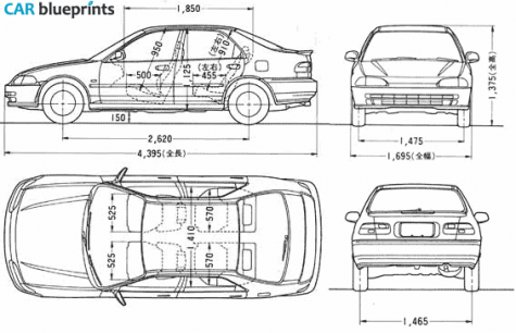 1991 Honda Civic SiR Sedan blueprint