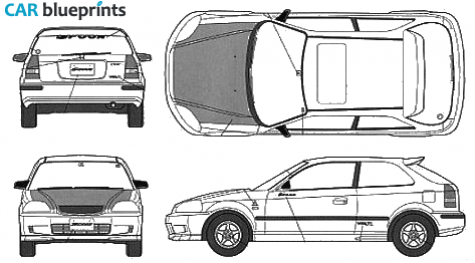 1997 Honda Civic VI (EJ/EK/EM)Type-R Spoon Hatchback blueprint