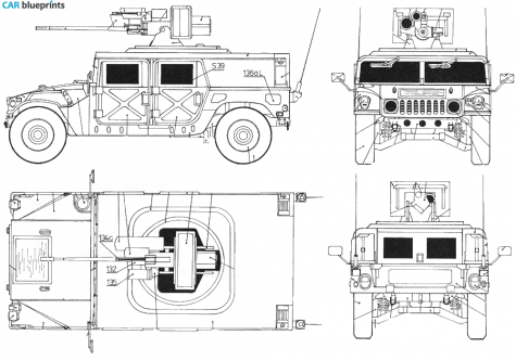 1999 Hummer M242 Bushmaster SUV blueprint