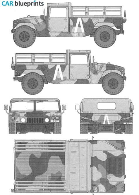 1984 Hummer M998 Humvee Cargo Truck blueprint