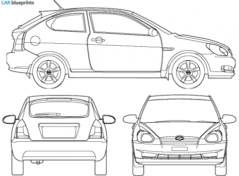 2007 Hyundai Accent Hatchback blueprint