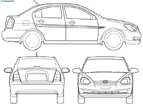 2008 Hyundai Accent Sedan blueprint