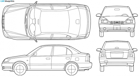 2005 Hyundai Accent Sedan blueprint