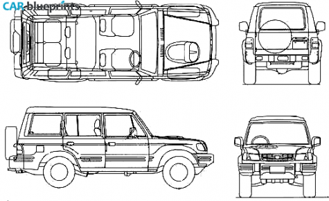 2003 Hyundai Galloper LWB SUV blueprint