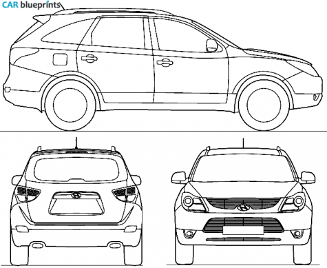 2010 Hyundai IX55 Veracruz SUV blueprint