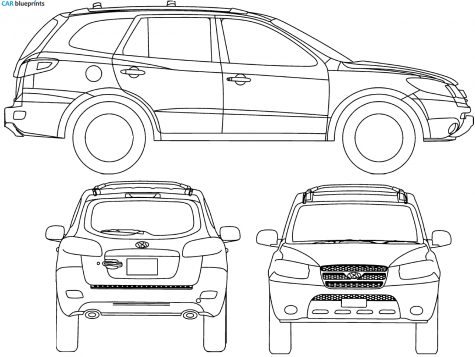 2008 Hyundai Santa Fe SUV blueprint