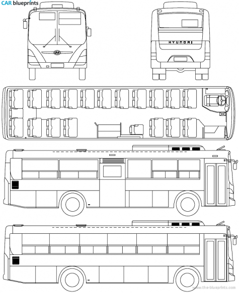 2010 Hyundai Super Aero City Bus blueprint