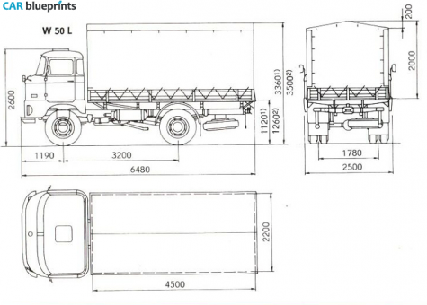 1965 IFA W50L Truck blueprint