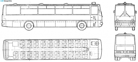 1969 Ikarus 250 Bus blueprint