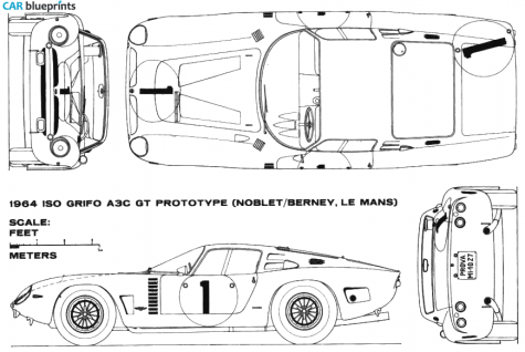 1977 Iso Rivolta Grifo A3/C GT Prototype Le Mans Coupe blueprint