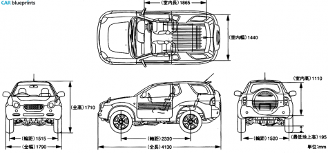 1998 Isuzu VehiCROSS SUV blueprint