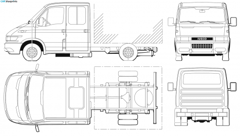 2000 Iveco Daily 40C14 Dual Cab Chassis Truck blueprint