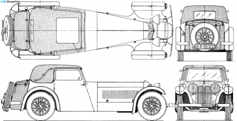 1932 Jaguar SS1 Cabriolet blueprint