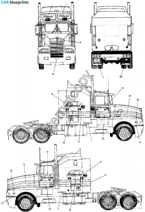 Kenworth T600 Truck blueprint