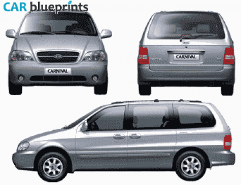 2005 KIA Carneval Minivan blueprint