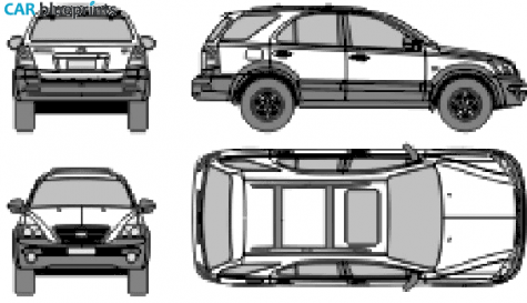 2001 KIA Sorento SUV blueprint