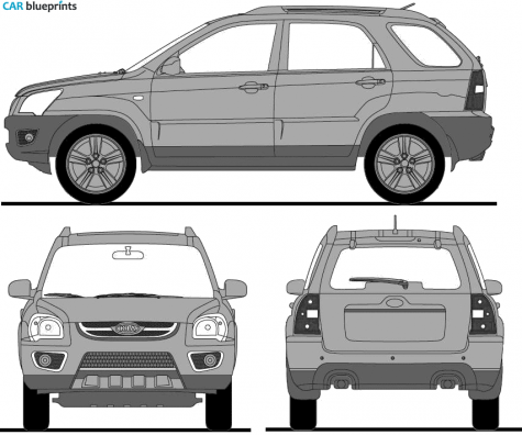 2007 KIA Sportage SUV blueprint