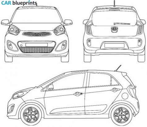 2011 KIA Picanto Hatchback blueprint