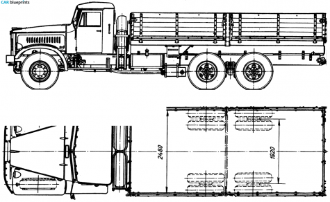 1959 KrAZ 219 Truck blueprint