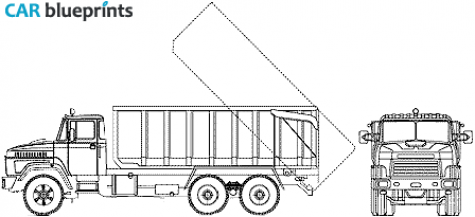 2007 KrAZ 6130C4 6x6 Dump Truck blueprint