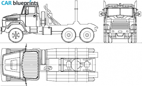 2007 KrAZ 64372-040 6x6 Truck blueprint