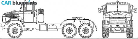 2007 KrAZ 6446 6x6 Truck blueprint