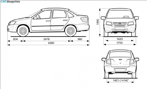 2011 Lada Granta Sedan blueprint