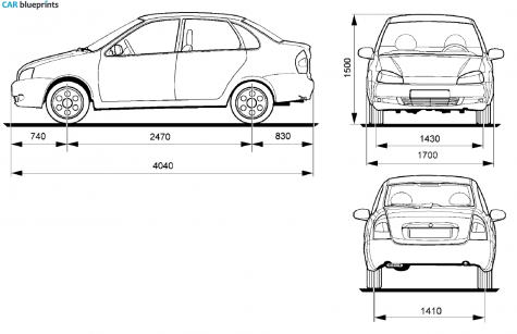 2008 Lada Kalina 1118 Sedan blueprint