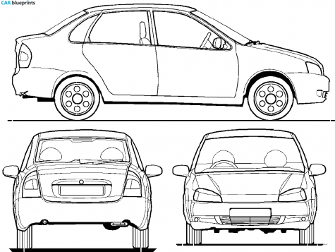 2008 Lada Kalina 1118 4-door Sedan blueprint