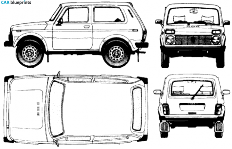 1999 Lada Niva 2121 1700 SUV blueprint