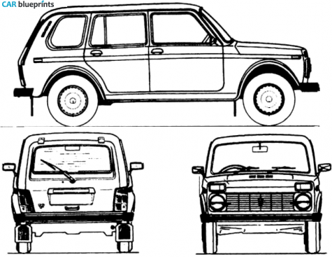 2008 Lada Niva 4x4 5-door SUV blueprint