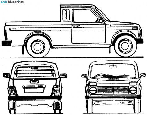 2008 Lada Niva 4x4 LWB Pick-up blueprint