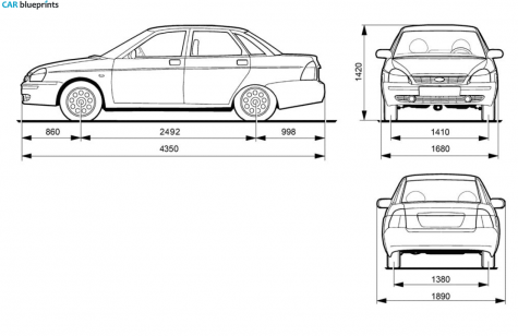 2007 Lada Priora 2170 Sedan blueprint