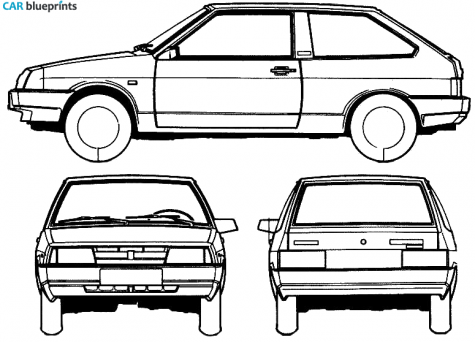 1984 Lada Samara 2108 3-door Hatchback blueprint